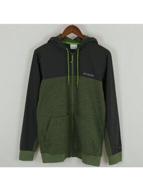 Columbia Men's Small Green & Gray Full Zip Hooded Performance Jacket